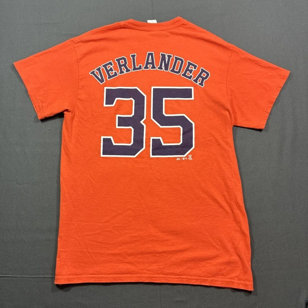 Majestic Houston Astros Justin Verlander #35 T-Shirt Men's Medium Orange MLB